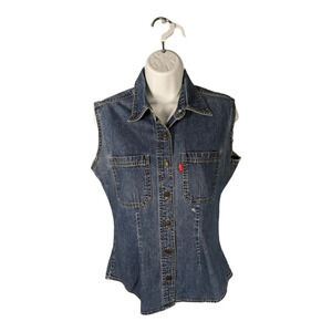 Levi's Strauss & Co. Blue Denim Jean Work Shirt  Vest Button Down S